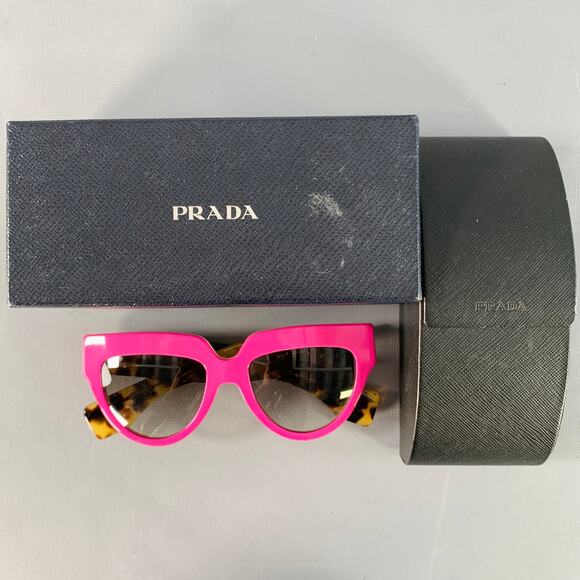 PRADA Poeme Pink Tortoiseshell Acetate Cat Eye Sunglasses - Picture 8 of 8